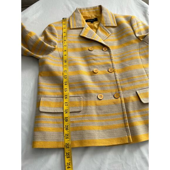 Talbots Linen Blend Striped Double Breasted Blazer Womens Size 8 Yellow Gray - Picture 7 of 8